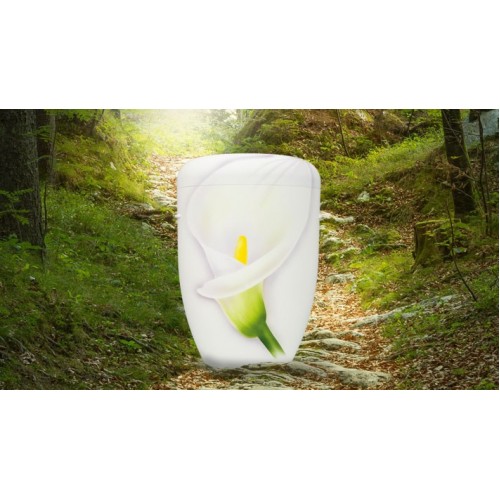 Hand Painted Biodegradable Cremation Ashes Funeral Urn / Casket – Calla Lily Flower